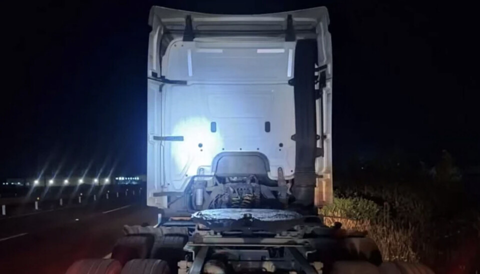 The truck was abandoned on Route 5 without a driver and without a trailer.