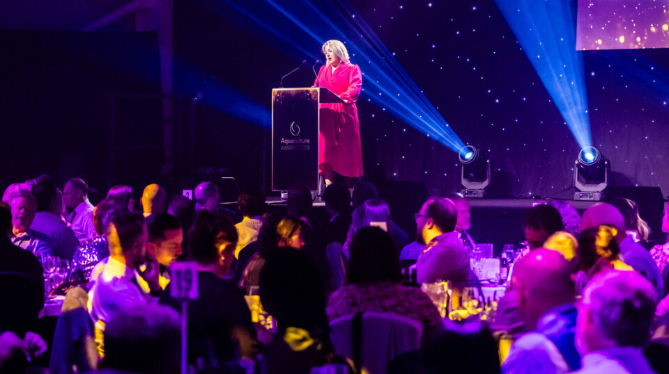 UK Aquaculture Awards and Aquaculture UK director Cheri Arvonio introduces the winners of the 2024 awards after Aquaculture UK in Aviemore.