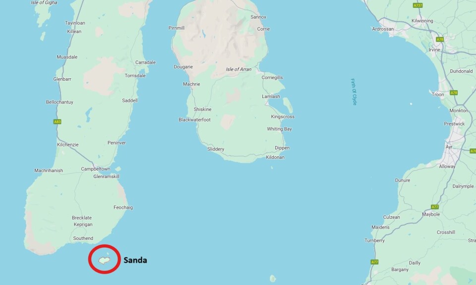 Sanda is just south of the Kintyre peninsula, about 13 miles by sea from Cambeltown.