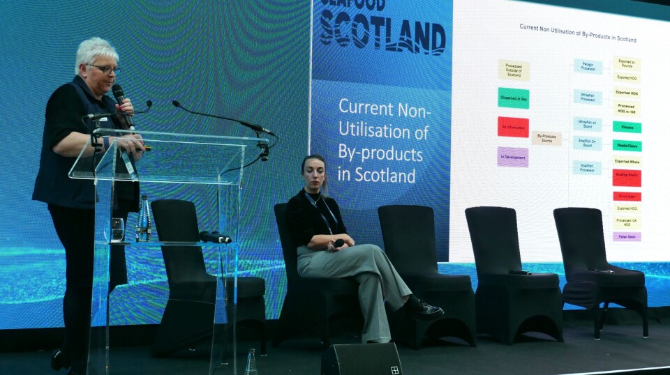 Seafood Scotland chief executive Donna Fordyce speaking about increasing the value of fish by-products at the Responsible Seafood Summit in St Andrews last year. Iceland Ocean Cluster chief executive Alexandra Leeper is also in the picture.