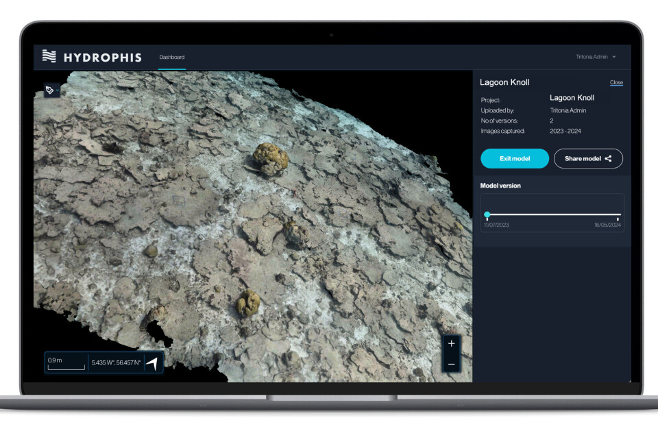 Changes to conditions over time can be shown in the Hydrophis platform using georeferenced
photogrammetry. This image is from 2023 and the image below from 2024.