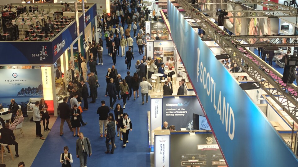 A high-level view of some of the Scotland exhibitor stands at Seafood Expo Global this week.