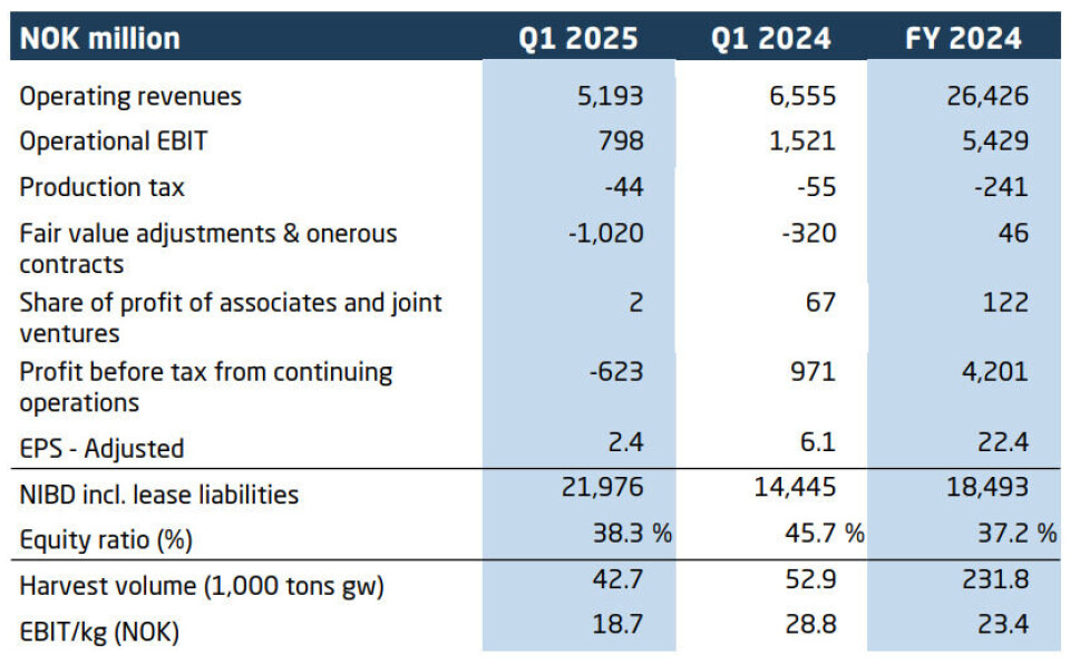 SalMar made a lower operating profit in Q1 2025 than the same period the year before for a variety of reasons, including a decision to build biomass for harvesting later in the year.