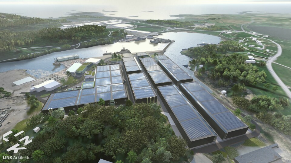 The proposed new on-land salmon farm in Farsund, southern Norway. Photo: Baring Farsund.
