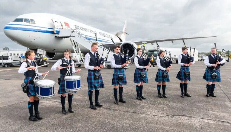 Air China Cargo's inaugural flight is welcomed at Glasgow Prestwick Airport.
