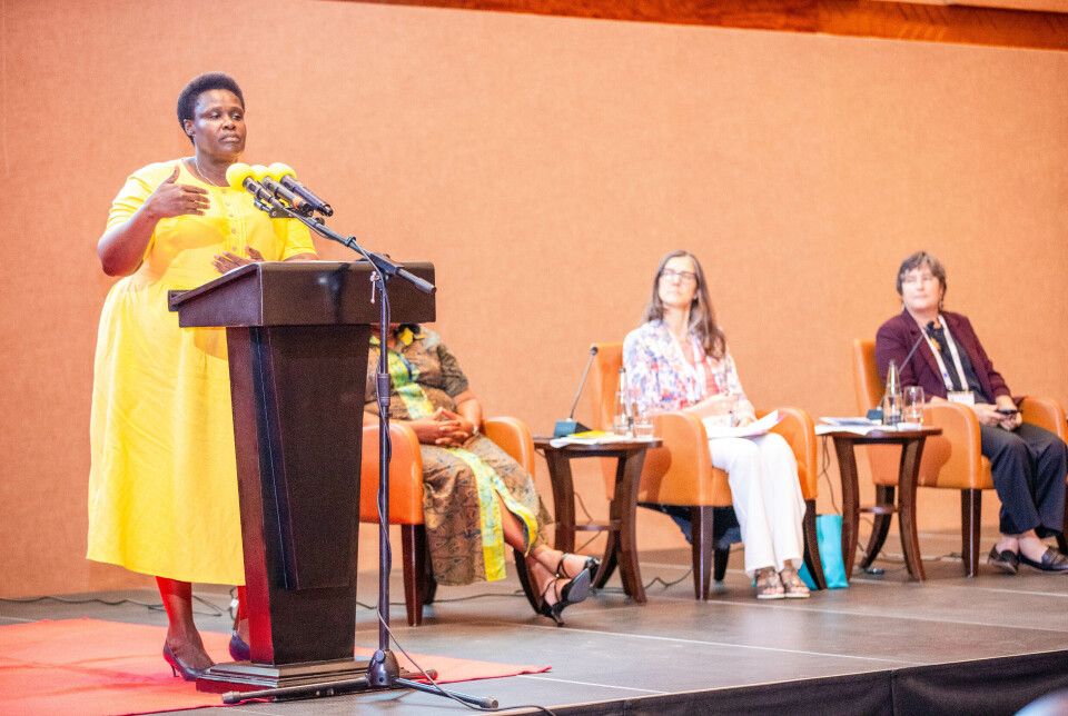 Uganda’s vice president, Jessica Alupo, the guest of honour, speaks at WA25 Uganda.