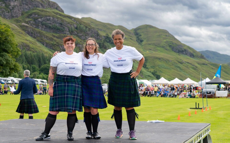From left: Claire Wallace, Jackie Sears, and Angie Grant-Omotosho, who demonstrated their own strength skills in a first for the Lochcarron Highland Games.