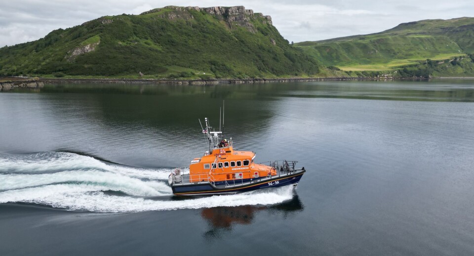 The Stanley Watson Barker, a Trent class all-weather lifeboat based at Portree RNLI station, Skye.