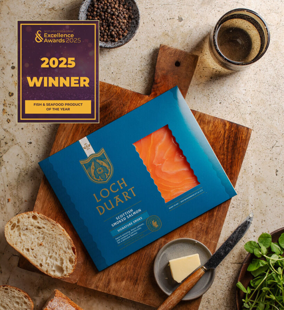 Loch Duart smoked salmon and, inset, its award badge.
