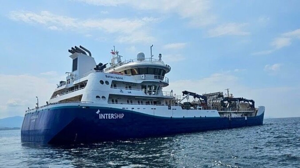 The Inter Alba is equipped with the latest wrasse grading technology, which channels the cleaner fish into a separate tank for freshwater treatment for AGD before they are returned to the salmon pen.