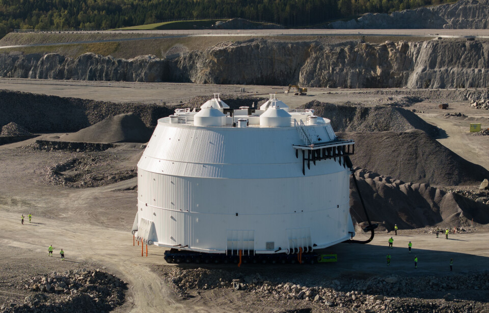 The scale of the FishGlobe - and the operation to move it - is clear in this photograph.