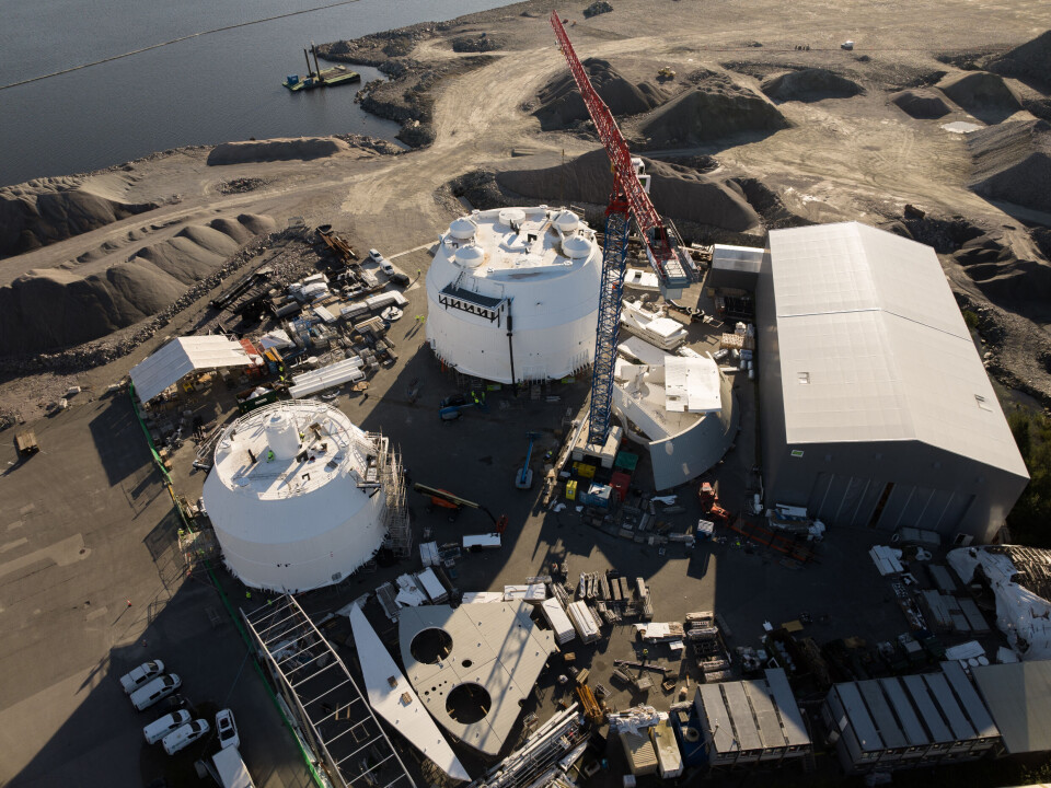 The two FishGlobes pictured at the Bluegreen site before transportation.