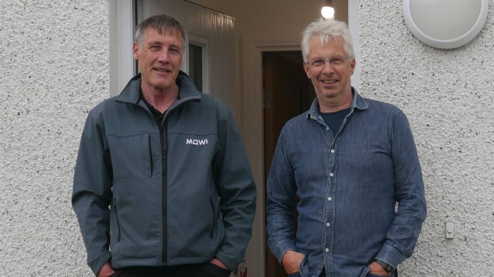 Farm manager Ali Geddes, left, and Colonsay Community Development Company's Dannie Onn pictured in June last year outside one of the new homes, some of which are being used for Mowi staff and others for local people.