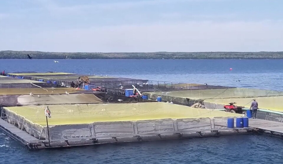 A freshwater trout farm in Ontario and, inset, the logo for the new freshwater conference that is built on annual gatherings by fish farmers in the province which borders the Great Lakes in the south and Hudson's Bay in the north.
