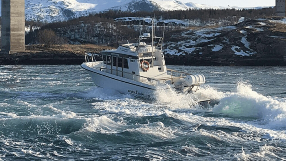 File photo of an Arctic Cruise A/S boat. The three crew of a Mowi workboat were rescued by an Artic Cruise boat after their vessel partly sank yesterday. Photo: Arctic Cruise.