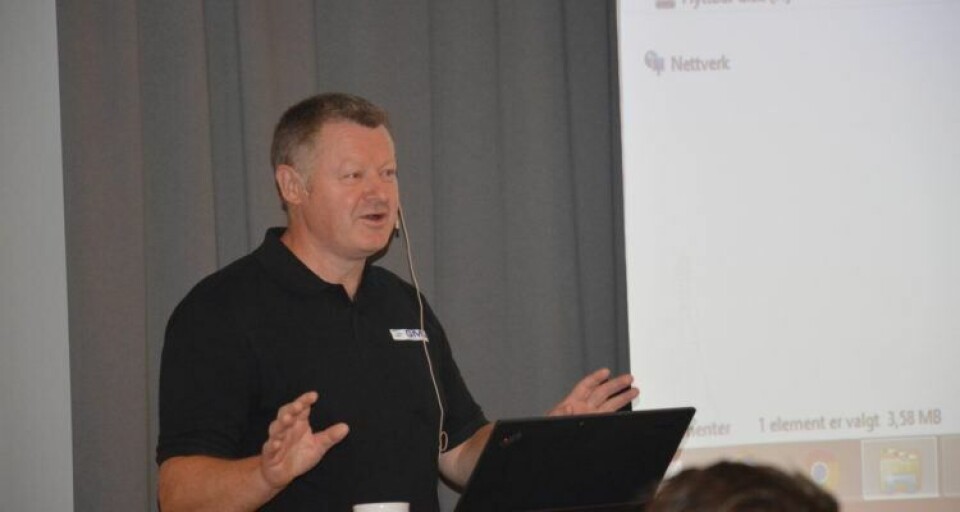 Bård Meek-Hansen, CEO of GMV, at Aqua Nor. Photo: Therese Soltveit.