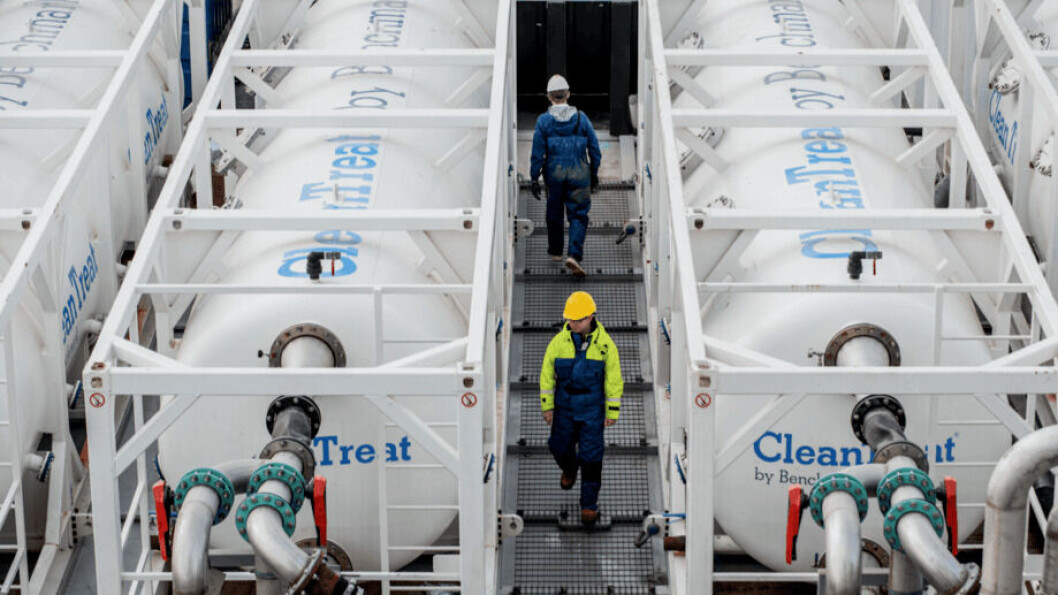 The CleanTreat system on trial in Norway, where Ectosan has proved 99% effective. Photo: Benchmark. The CleanTreat system on trial in Norway, where Ectosan has proved 99% effective. Photo: Benchmark.