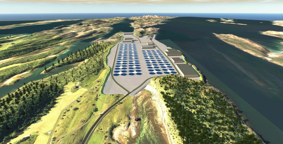 An illustration of a project proposed by Helgeland Miljøfisk, one of 22 applications for on-land salmonid farms awaiting processing by county councils in Norway. Helgeland Miljøfisk wants to produce 40,000 tonnes of fish annually in Nordland.
